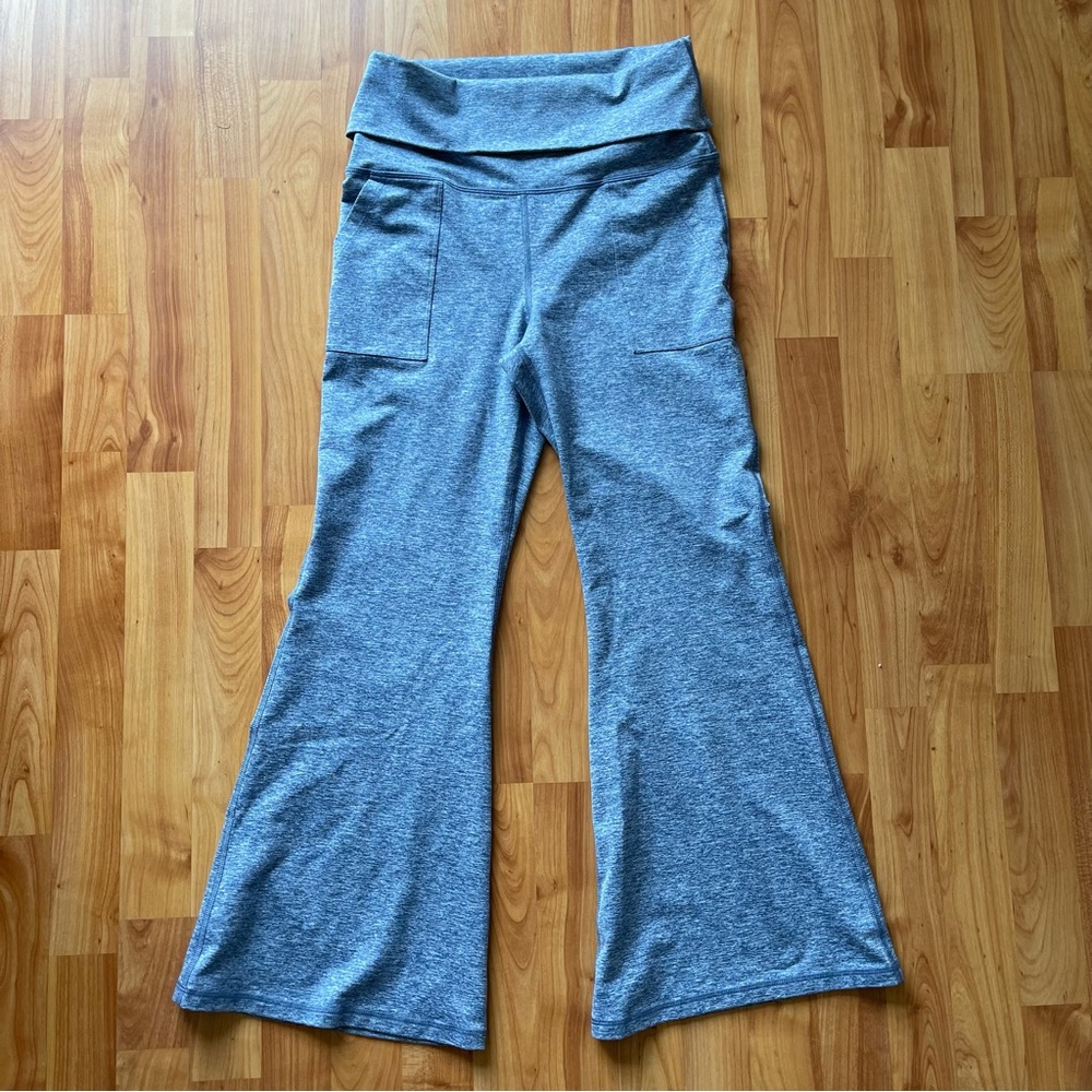 aerie Heather Gray Flare Leggings with Fold-Over Waistband